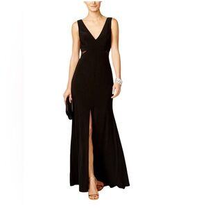X by Xscape Womens Full-Length Mesh Inset Evening Dress